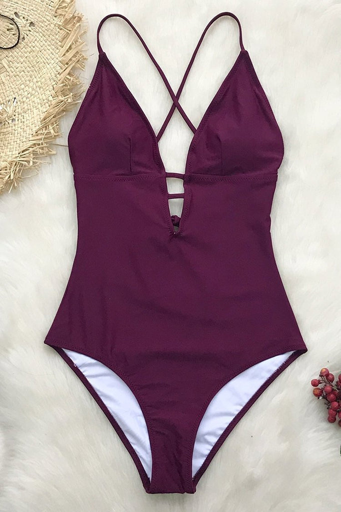 Charming Plum One-piece Swimsuit