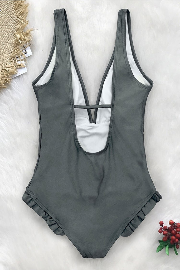 Sweet Smile Solid One-piece Swimsuit