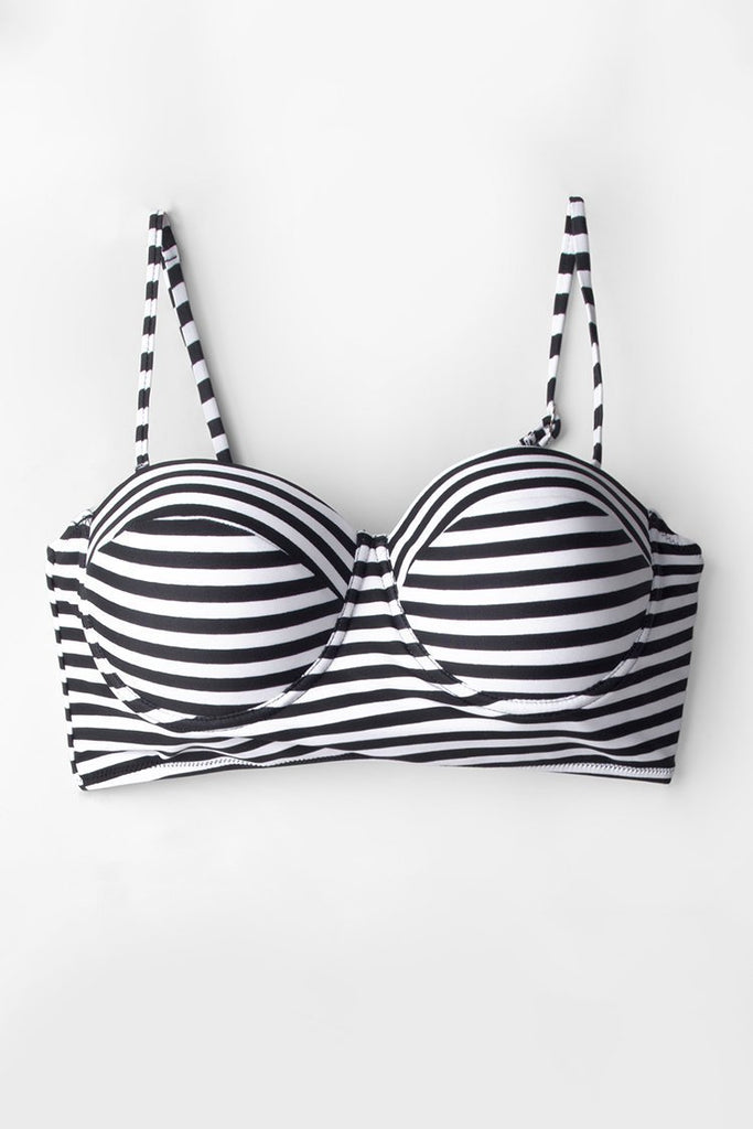 Black And White Stripe Moulded Bikini Top