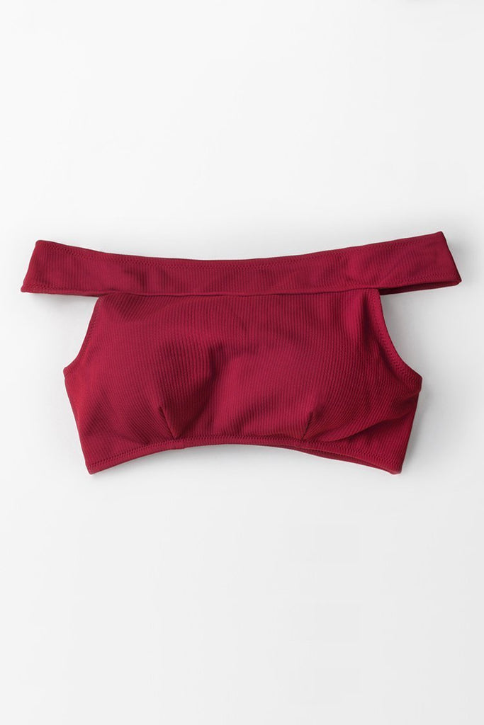 Ruby Red Off-The-Shoulder Bikini Top