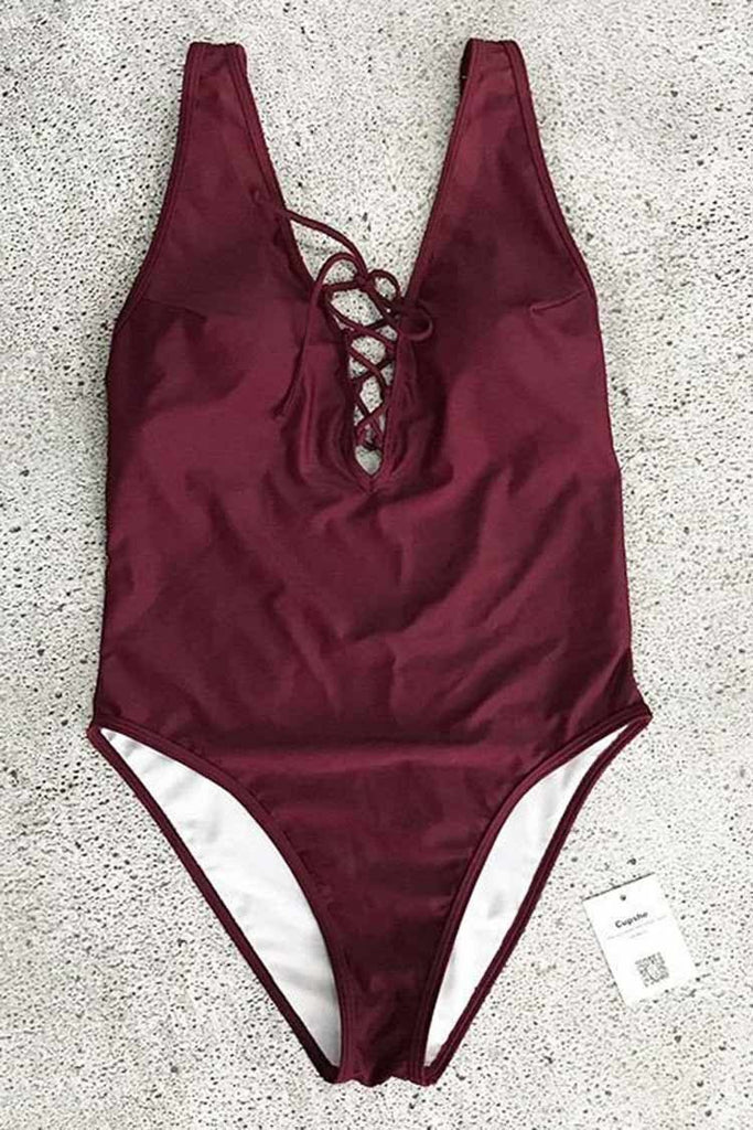 Be An Optimist Lace Up One-piece Swimsuit