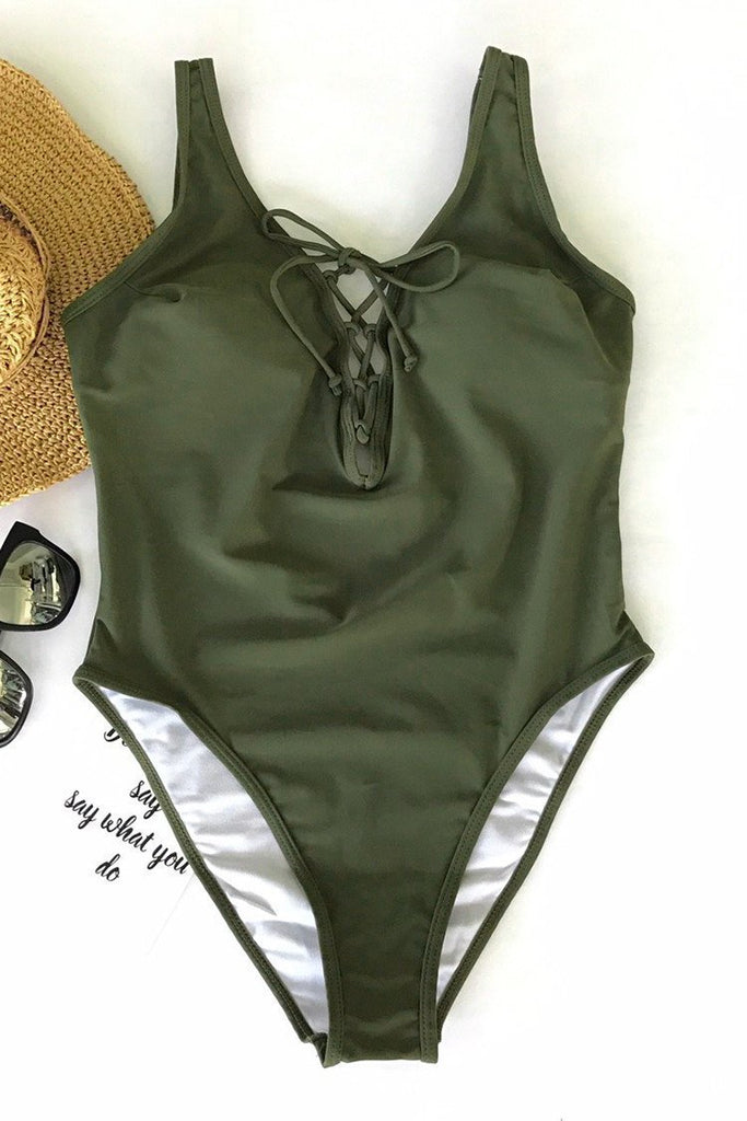 Be An Optimist Lace Up One-piece Swimsuit