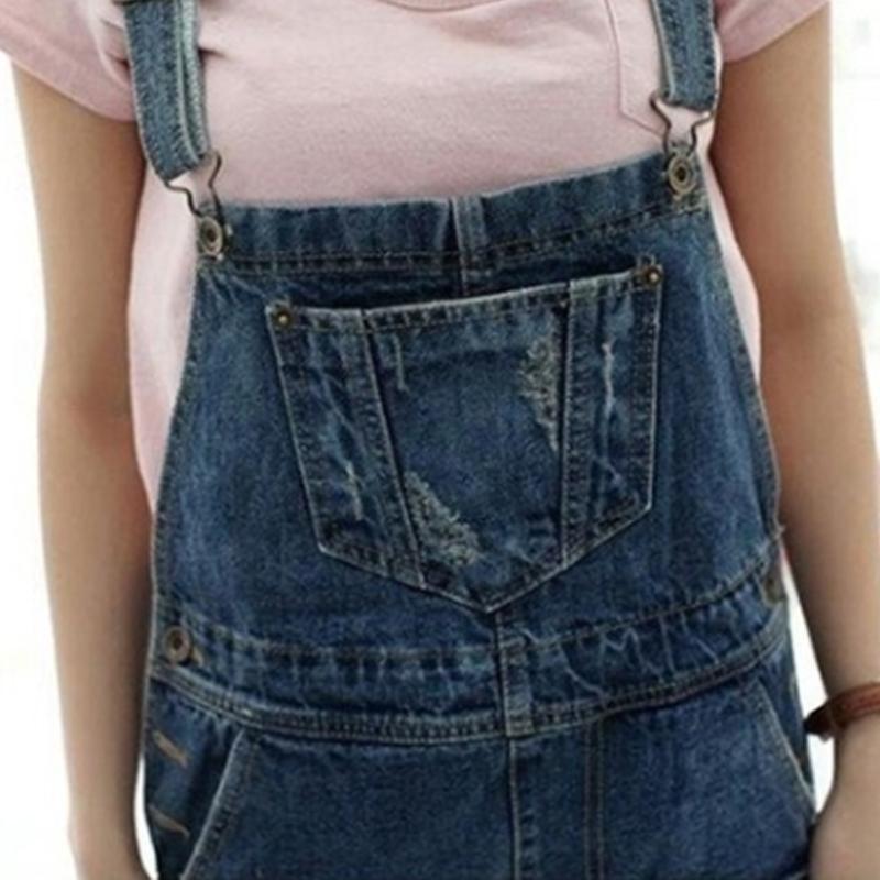 2019 New Stylish Women Denim Overalls Scratched Washed Ripped Hole Jumpsuits