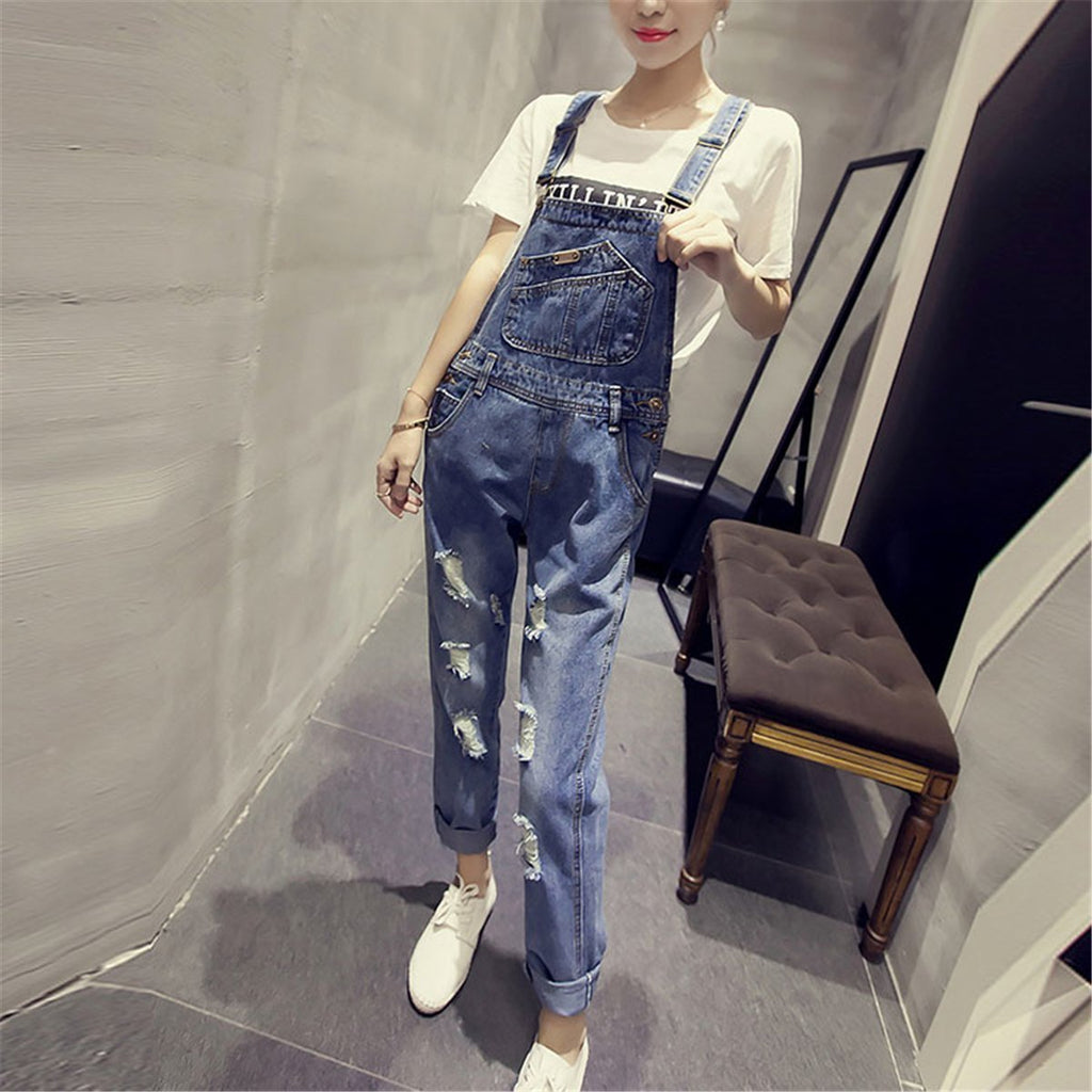 2019 New Plain Hole Street Style Jumpsuit