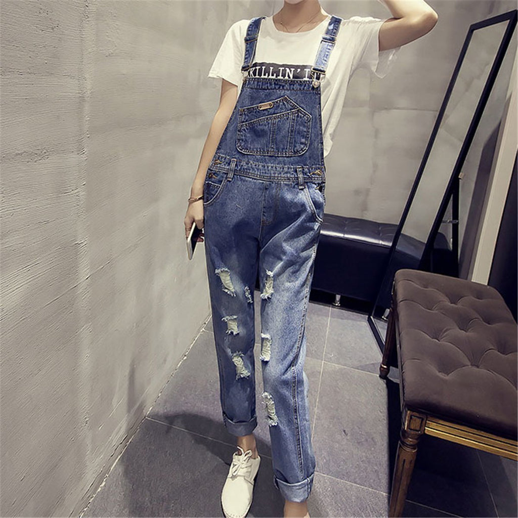 2019 New Plain Hole Street Style Jumpsuit