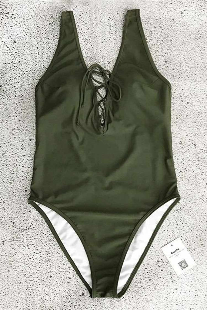 Be An Optimist Lace Up One-piece Swimsuit