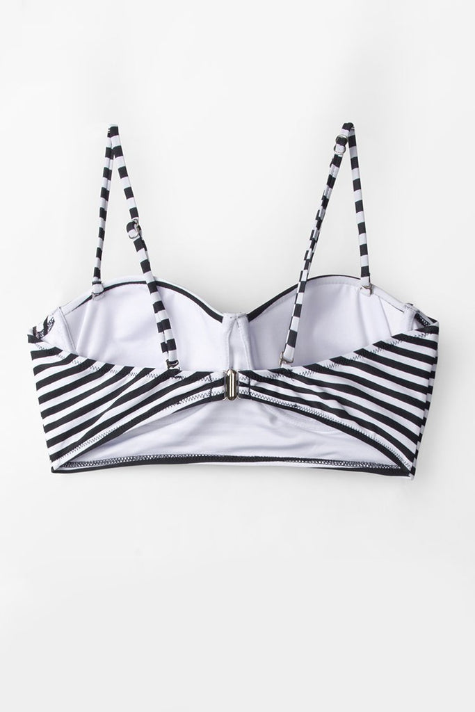 Black And White Stripe Moulded Bikini Top