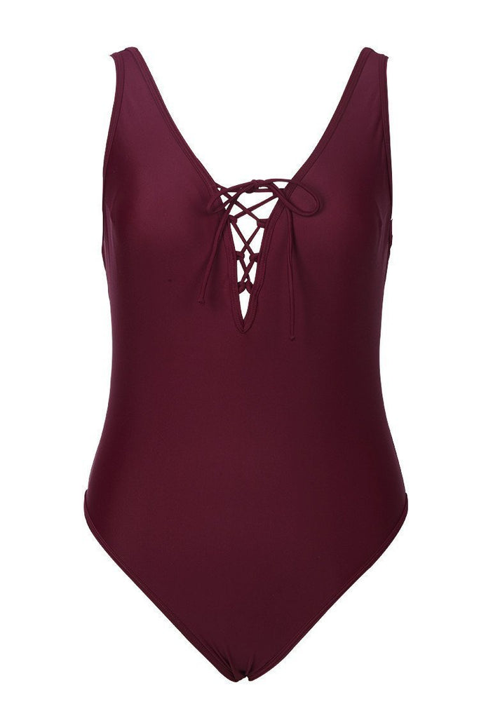 Be An Optimist Lace Up One-piece Swimsuit