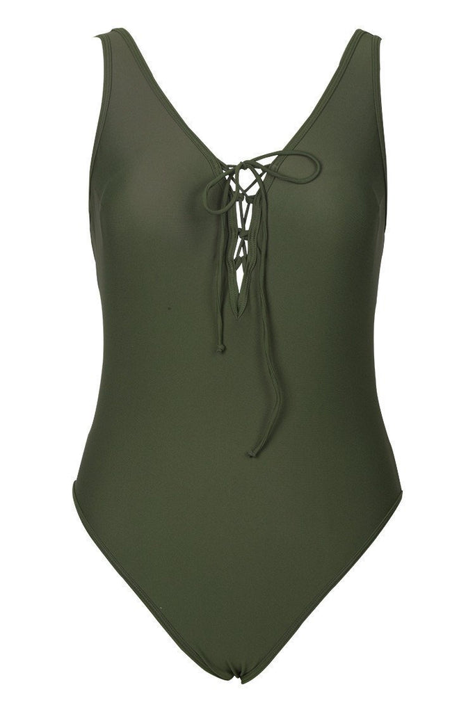 Be An Optimist Lace Up One-piece Swimsuit