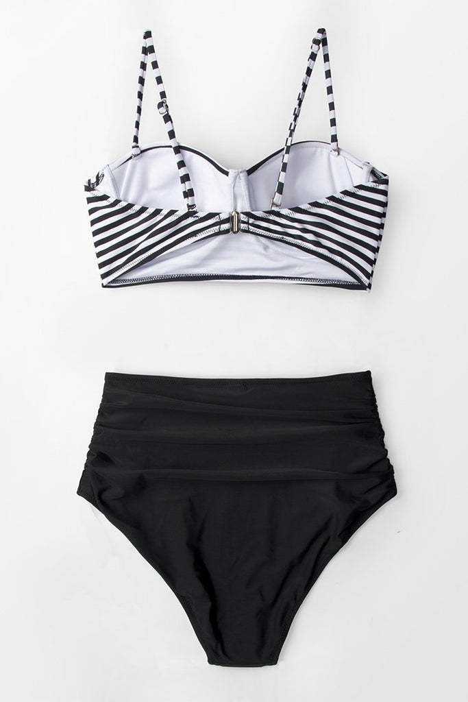 Black Ruched High-waisted Bikini Bottom