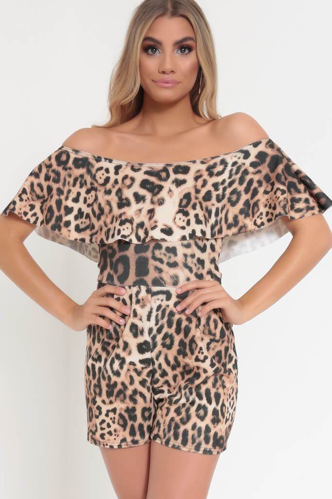 Leopard Print Bardot Playsuit