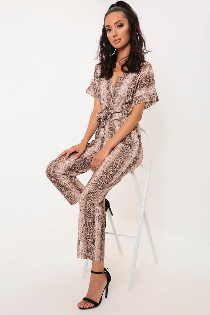 Beige Snake Print Jumpsuit