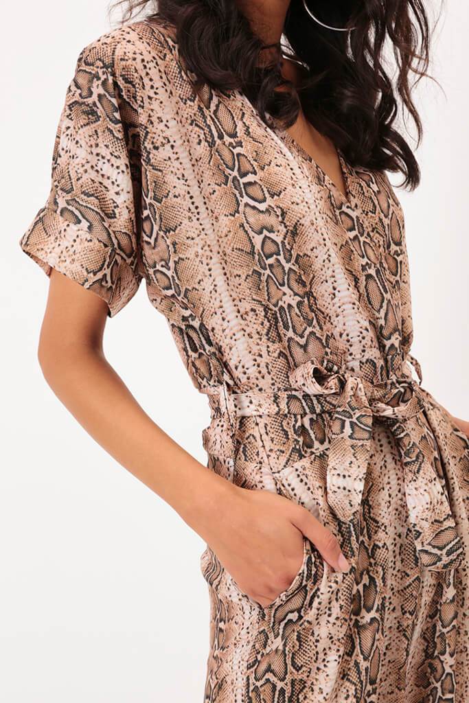 Beige Snake Print Jumpsuit