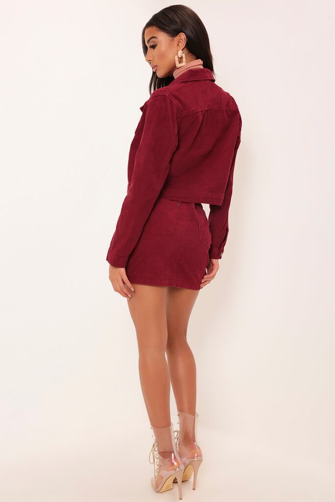 Burgundy Cropped Cord Jacket