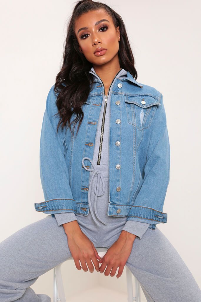 Blue Oversized Boyfriend Jacket