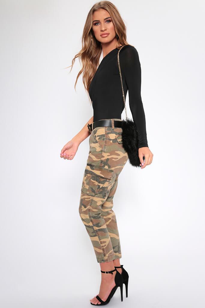 Brown Camo Print Cargo Jeans