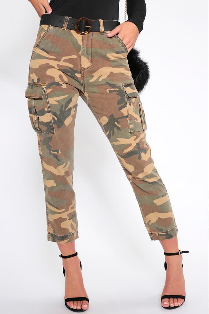 Brown Camo Print Cargo Jeans