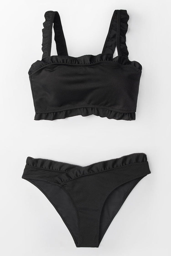 Black Ruffled Hipster Bikini Bottom