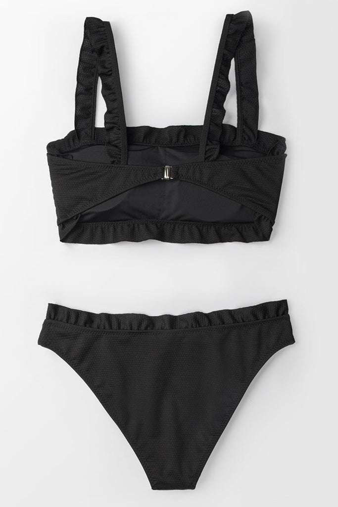 Black Ruffled Hipster Bikini Bottom