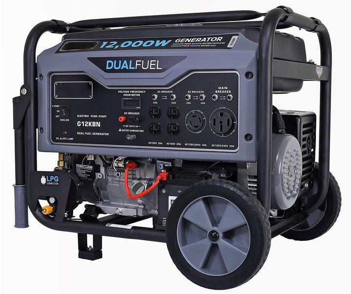 12,000W Dual Fuel Portable Generator in Space Gray with Electric Start, G12KBN, CARB Approved