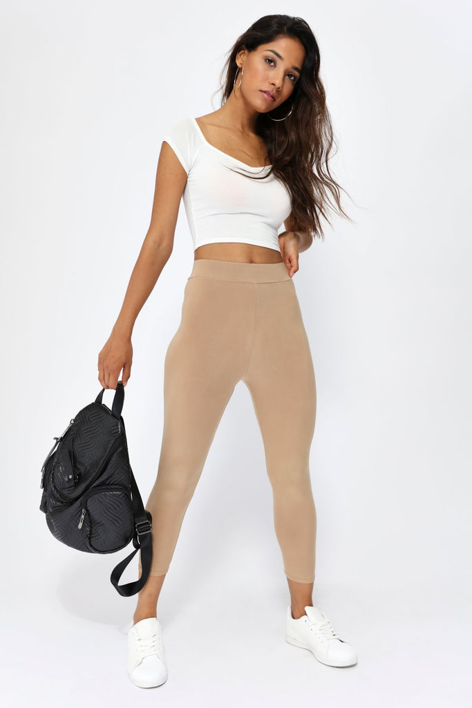 Cream Basic Bardot Crop Top