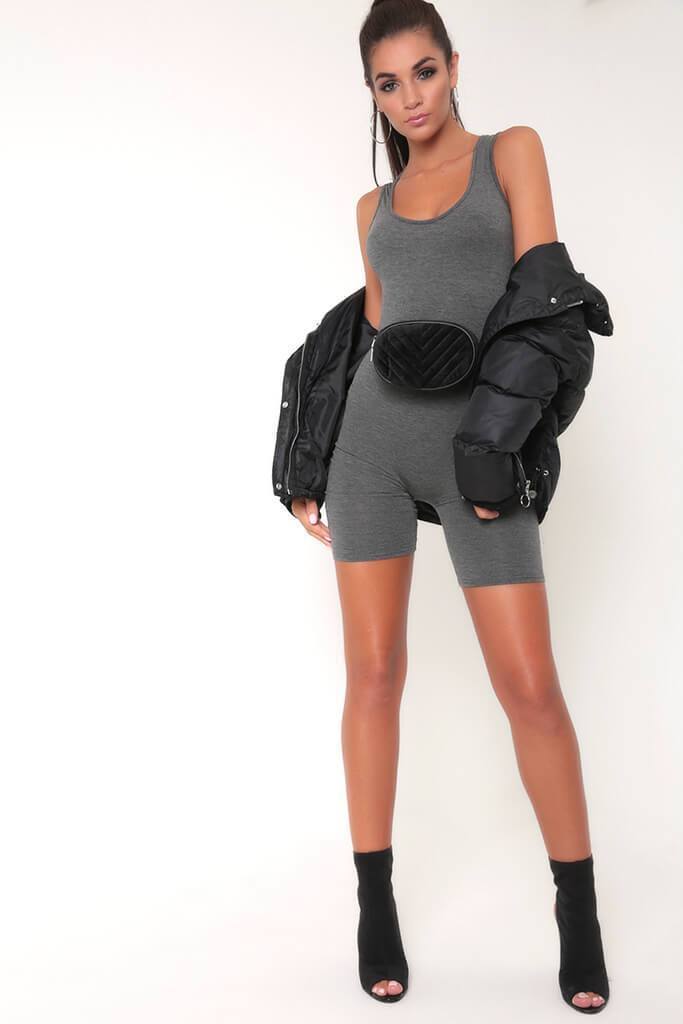 Grey/Dark Basic Sleeveless Cropped Unitard