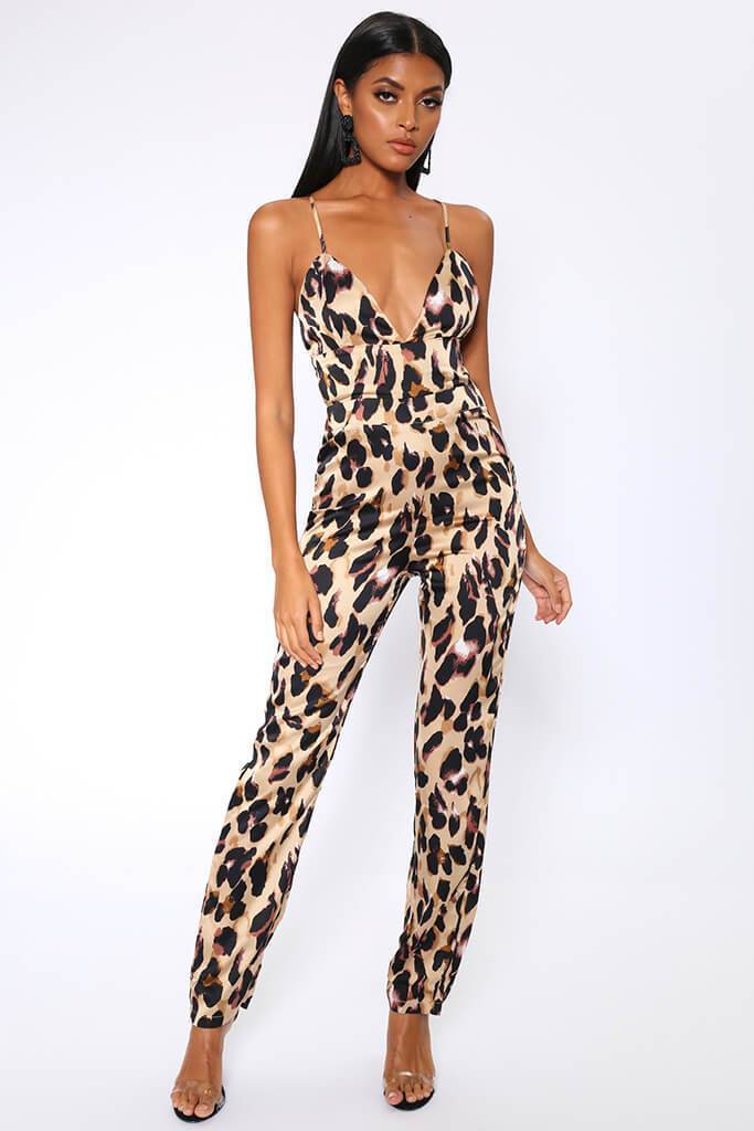 Brown Leopard Print Jumpsuit