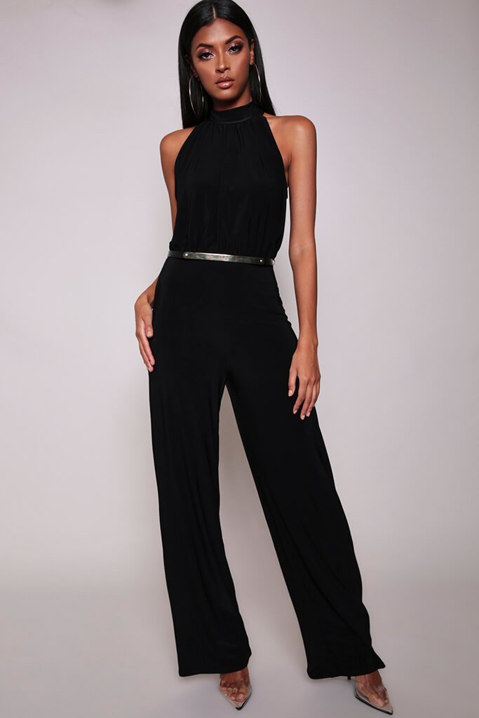 Black High Neck Sleeveless Jumpsuit