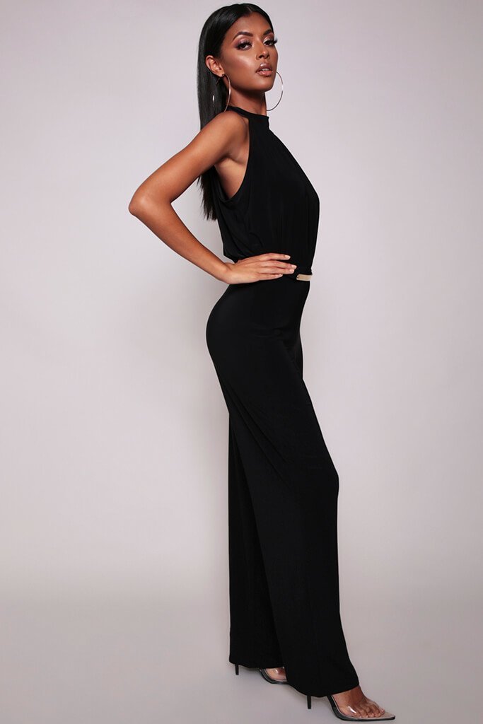 Black High Neck Sleeveless Jumpsuit