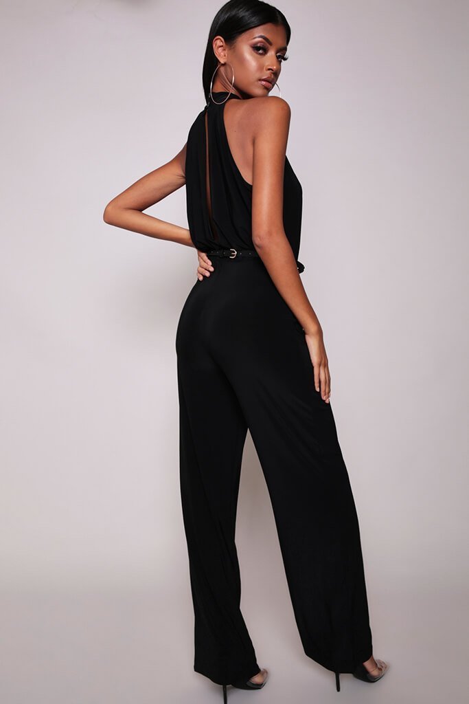 Black High Neck Sleeveless Jumpsuit