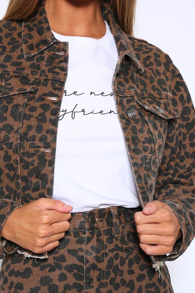 Brown Leopard Print Denim Jacket