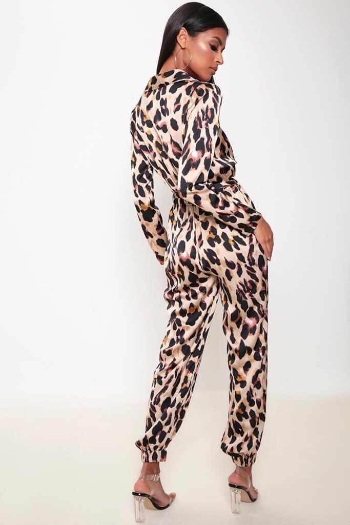 Leopard Leopard Print Cuffed Hem Boiler Suit