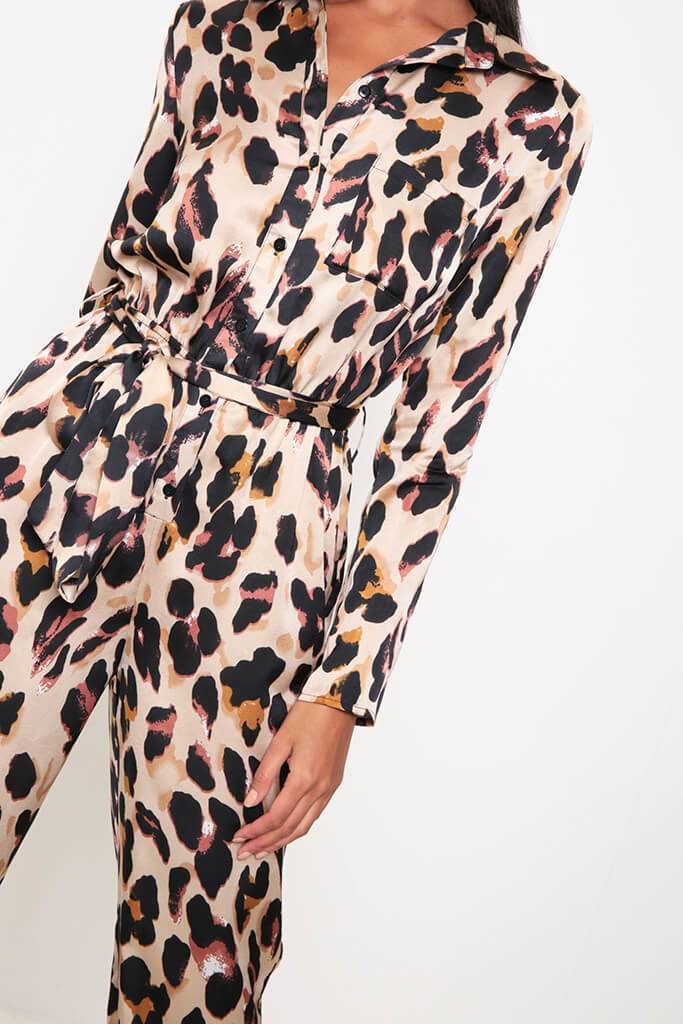 Leopard Leopard Print Cuffed Hem Boiler Suit