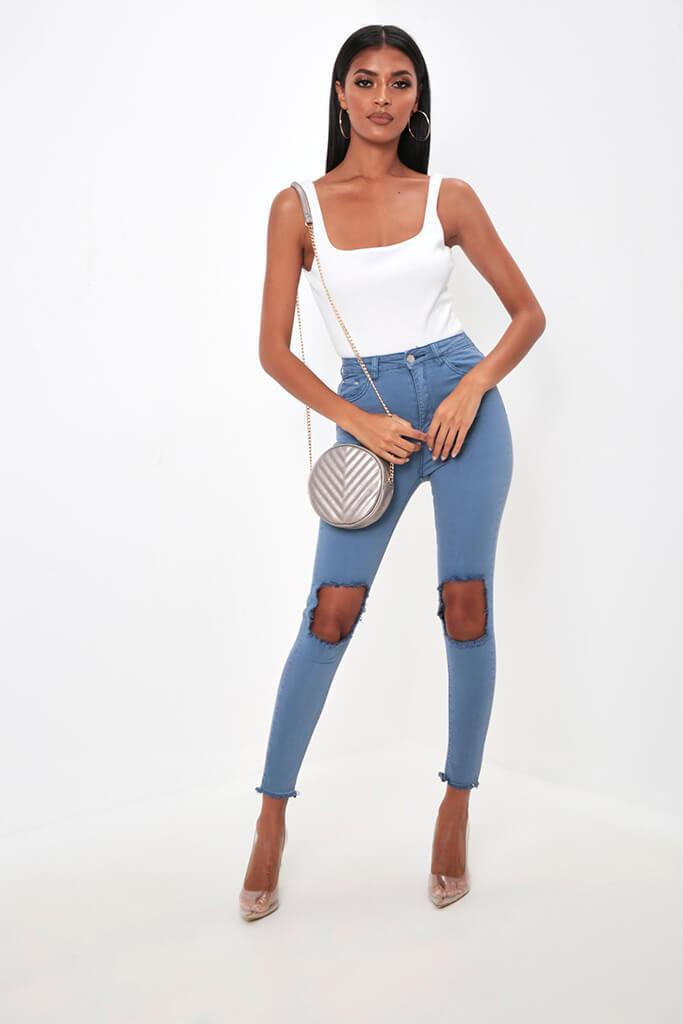 Blue Ripped Knee Jeans