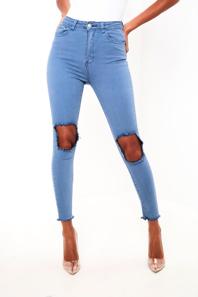 Blue Ripped Knee Jeans