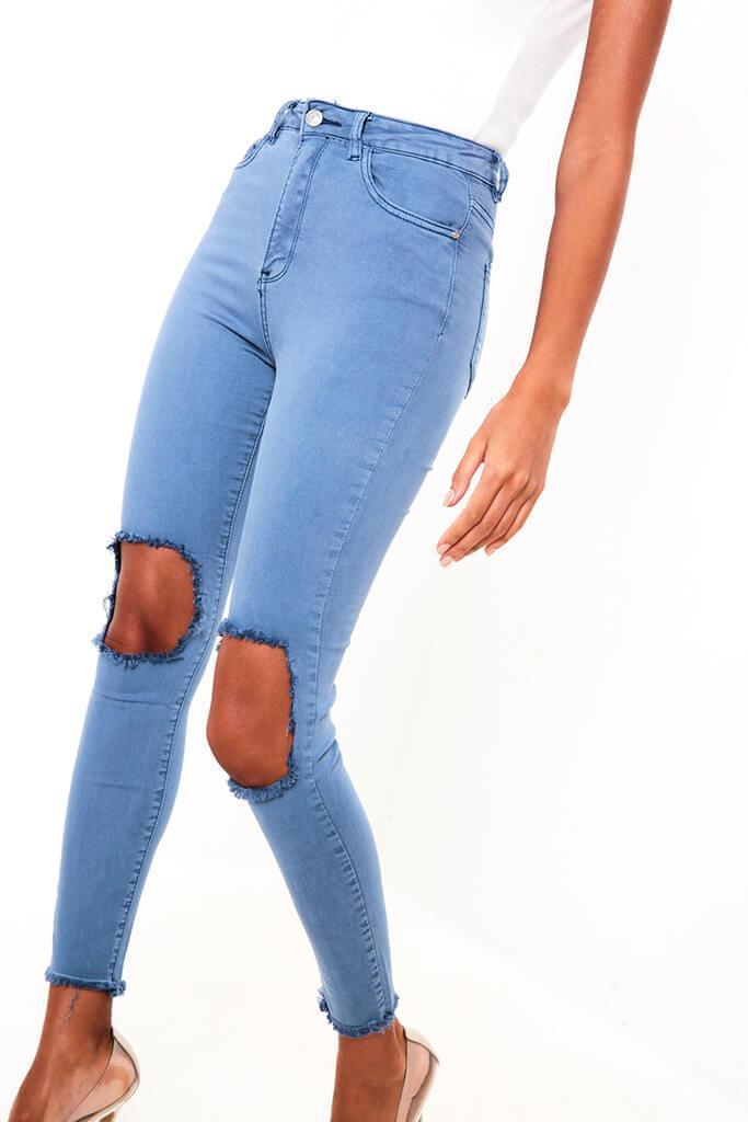 Blue Ripped Knee Jeans