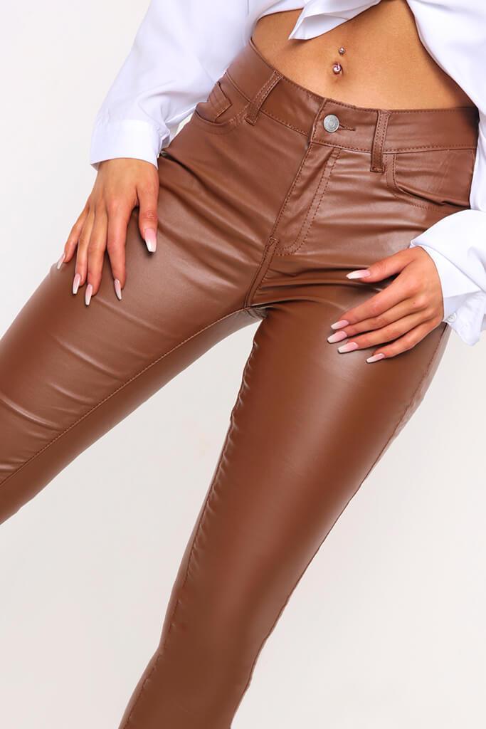 Chocolate Mid Rise Coated Jeans